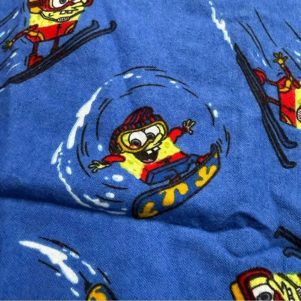 Vintage 2004 SpongeBob SquarePants Ski Snowboard Flannel Fabric Pieces Adorable